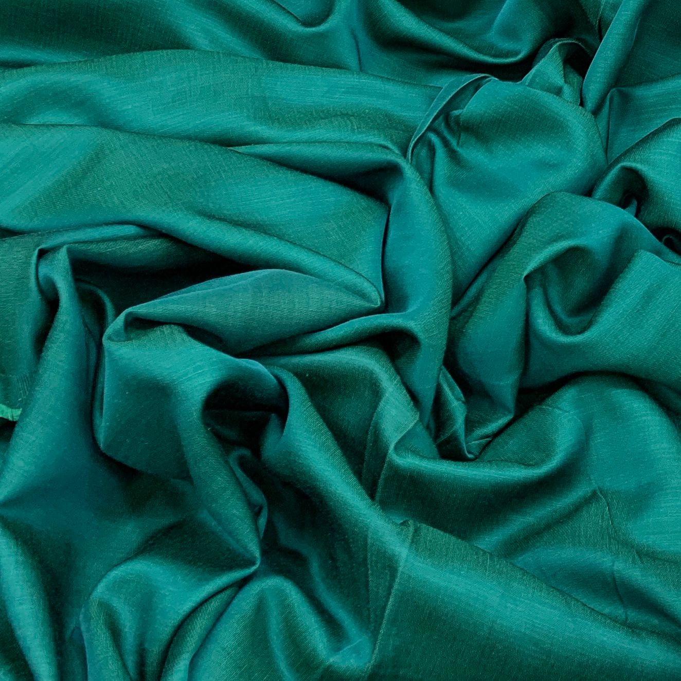 Dark Green Plain Satin Linen Fabric