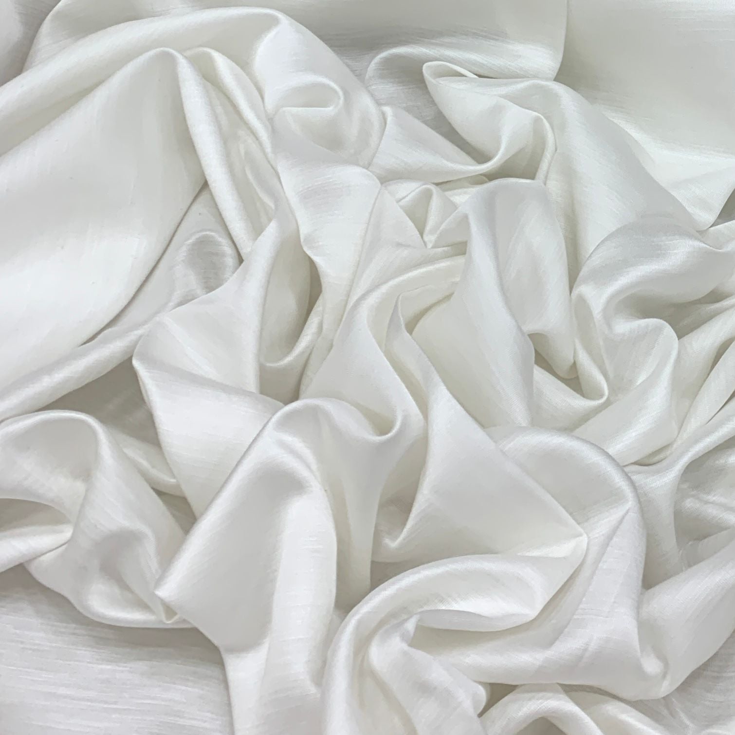 White Plain Satin Linen Fabric