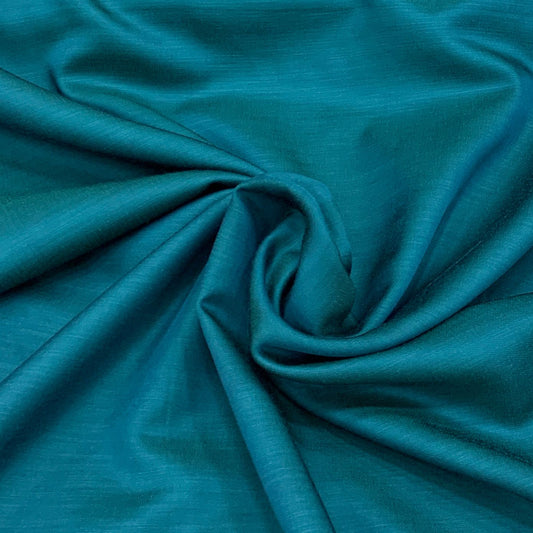 Bluish Green Plain Satin Linen Fabric