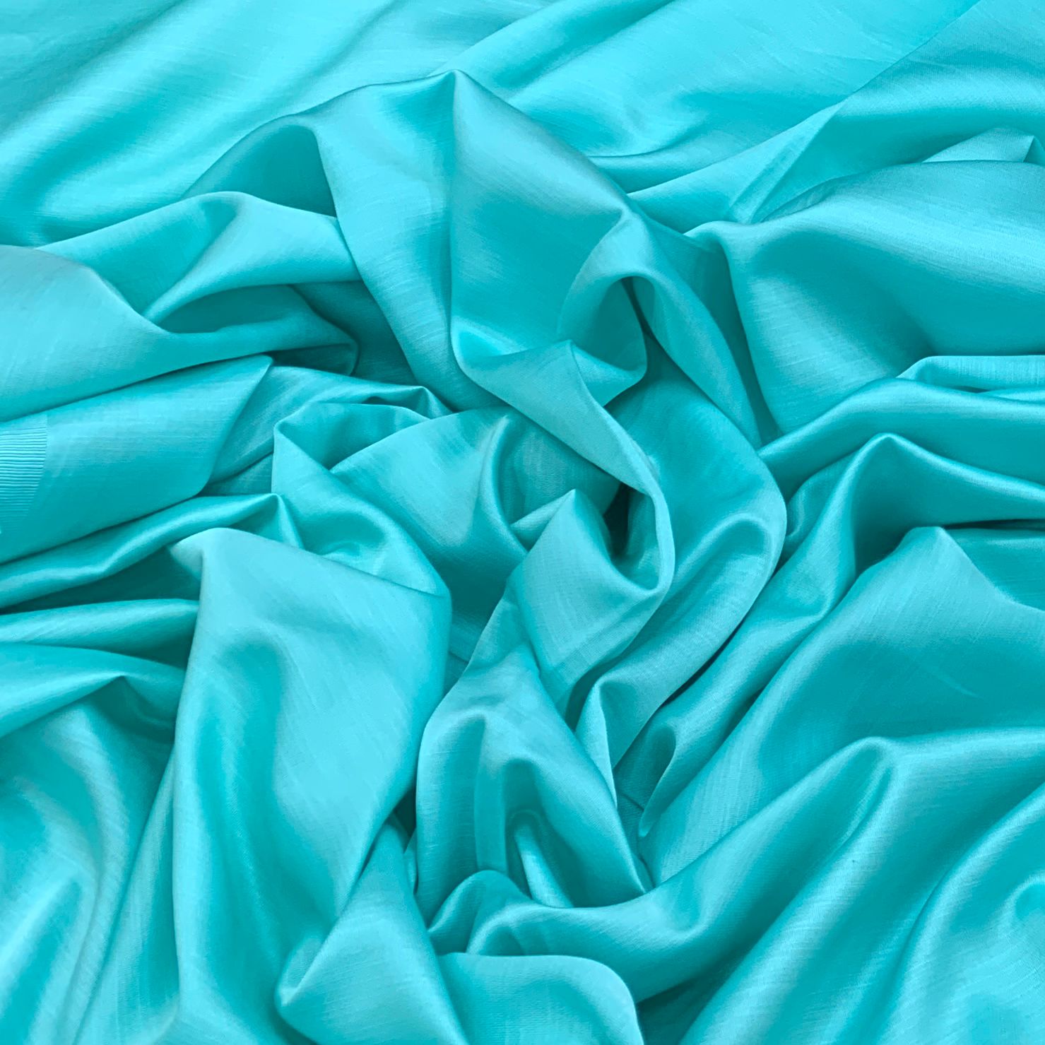 Turquoise Blue Plain Satin Linen Fabric