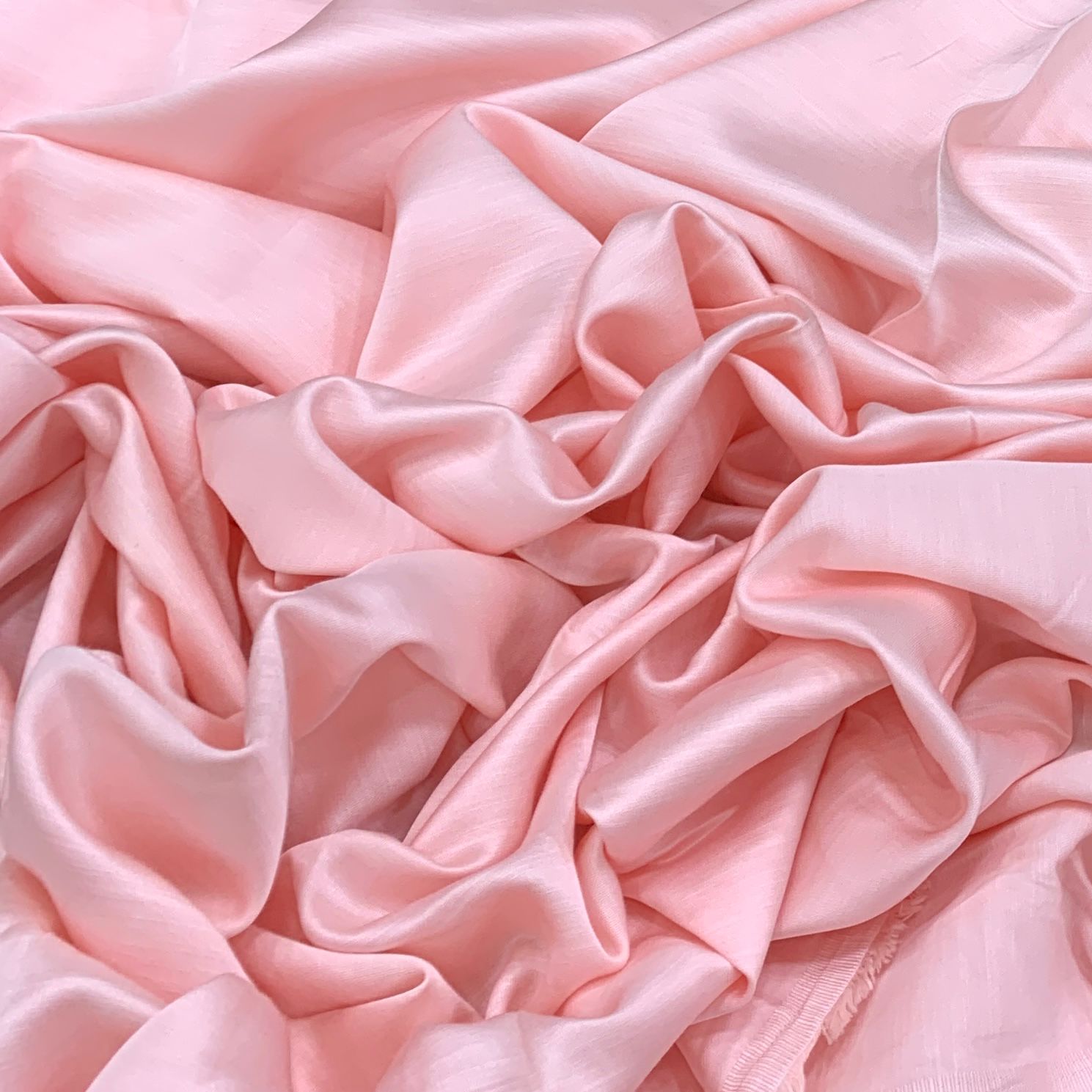 Baby Pink Plain Satin Linen Fabric