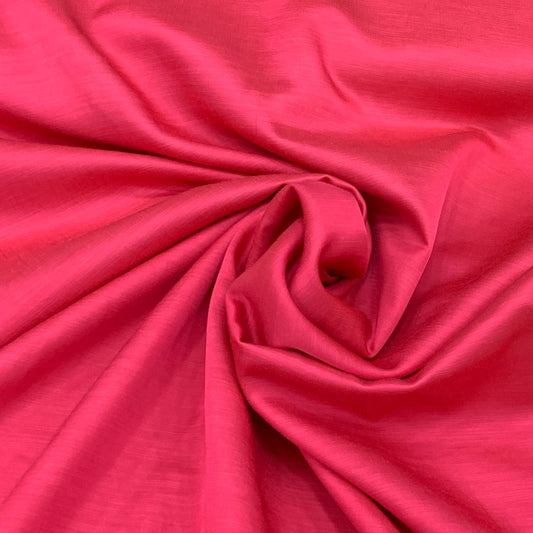 Carrot Pink Plain Satin Linen Fabric