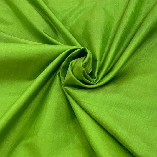 Parrot Green Plain Pure Silk Fabric