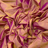 Pink Plus Gold Plain Pure Silk Fabric