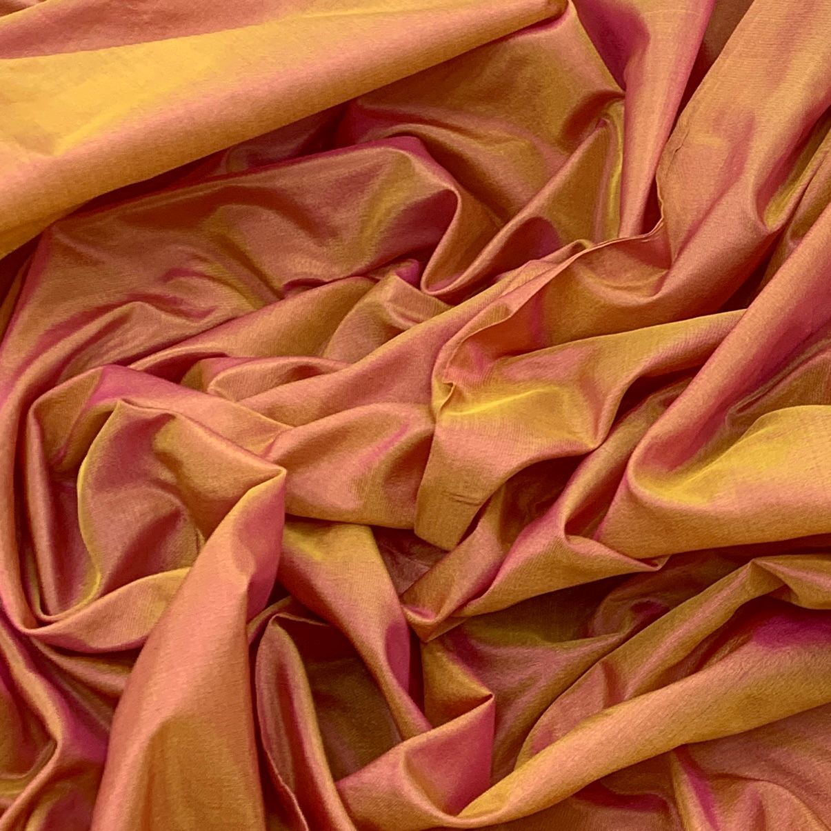 Two Tone Gold Plain Pure Silk Fabric