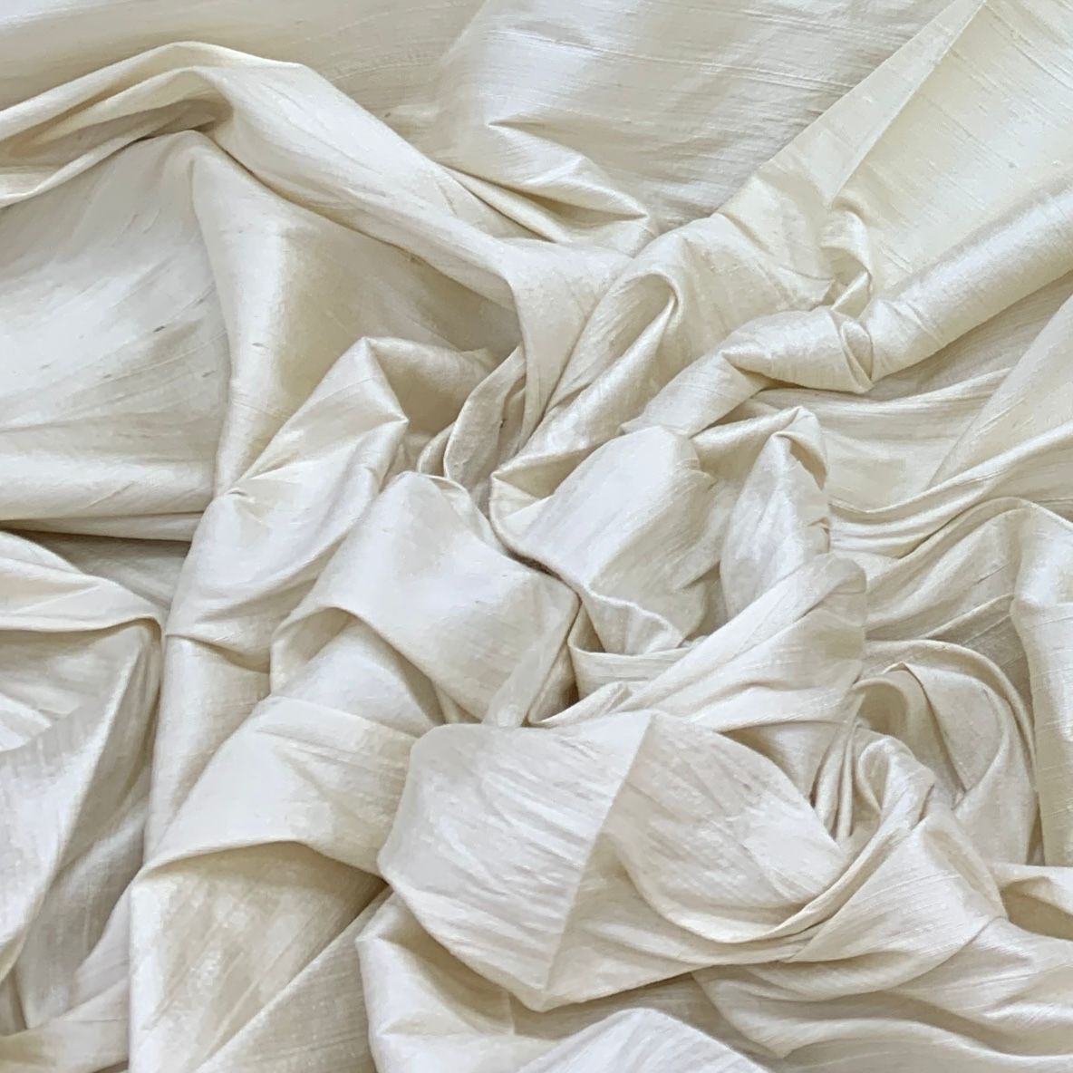 White Plain Raw Silk Fabric