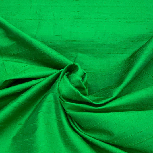 Emerald Green Plain Raw Silk Fabric