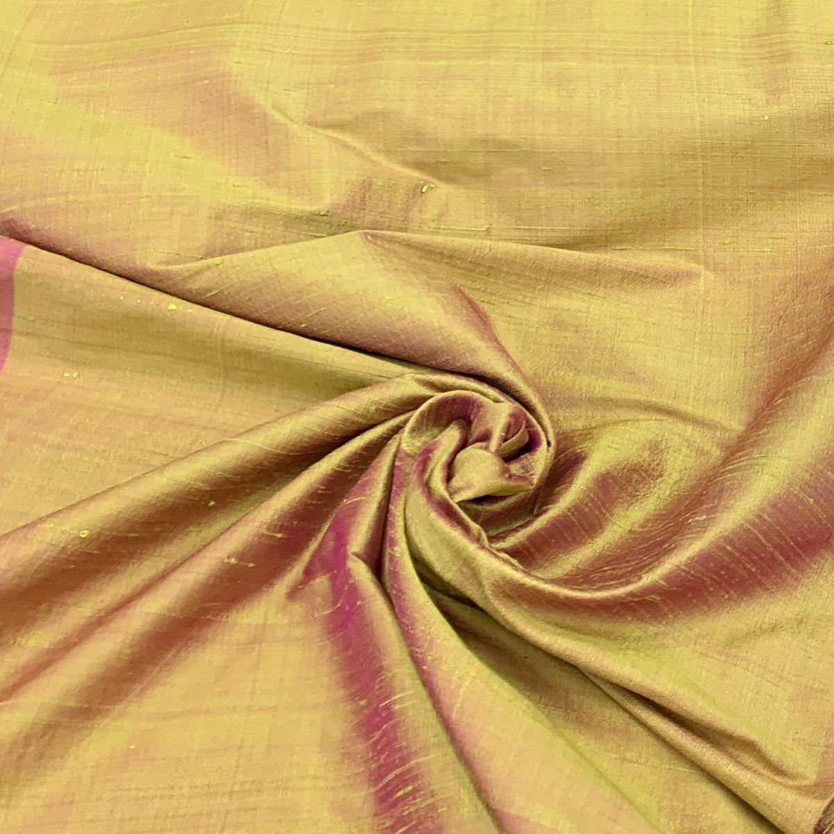 Gold Pink Plain Raw Silk Fabric