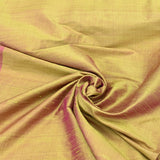 Gold Pink Plain Raw Silk Fabric