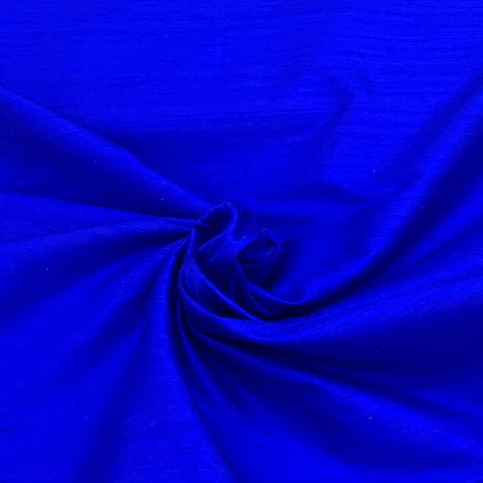 Persian Blue Plain Raw Silk Fabric