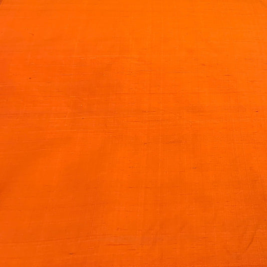 Orange Plain Raw Silk Fabric