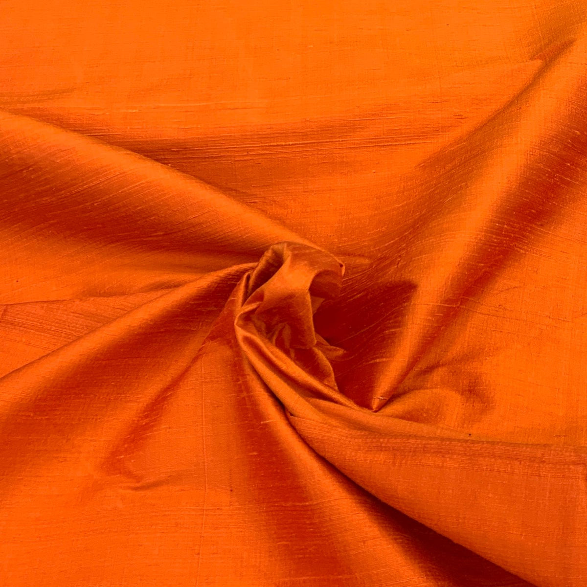 Orange Plain Raw Silk Fabric