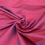 Two Tone Maroon Plain Raw Silk Fabric