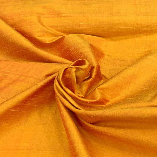 Mango Yellow Plain Raw Silk Fabric