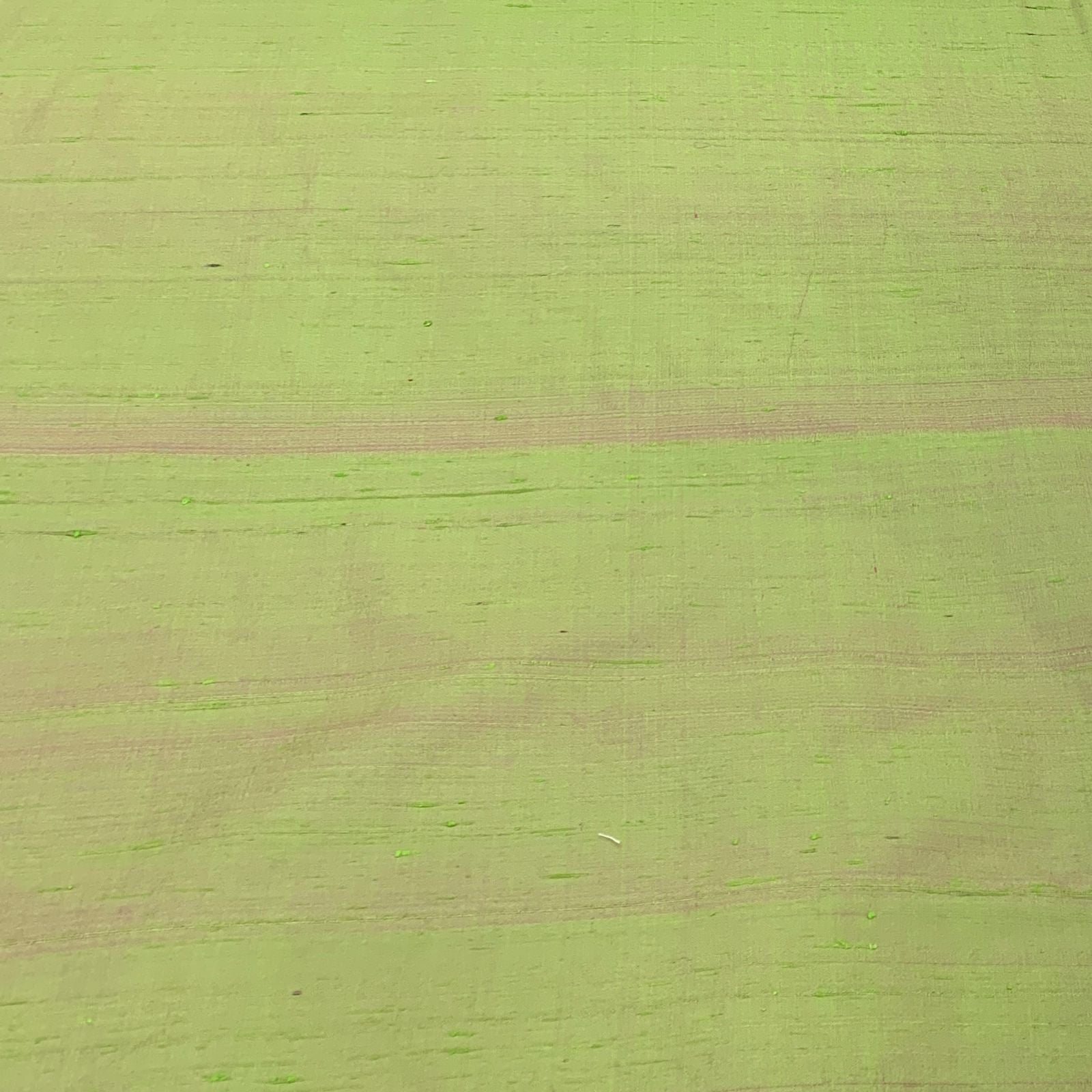 Green Pink Plain Raw Silk Fabric