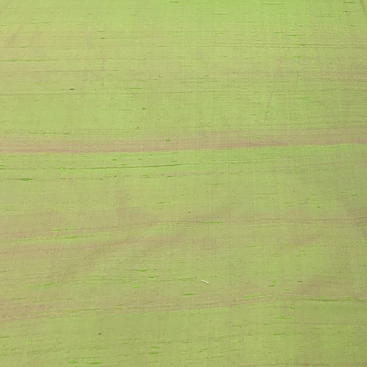 Green Pink Plain Raw Silk Fabric