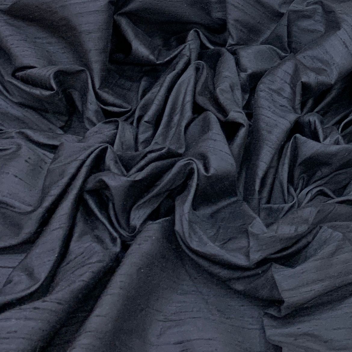 Black Plain Raw Silk Fabric