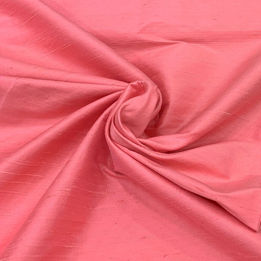 Dark Peach Plain Raw Silk Fabric