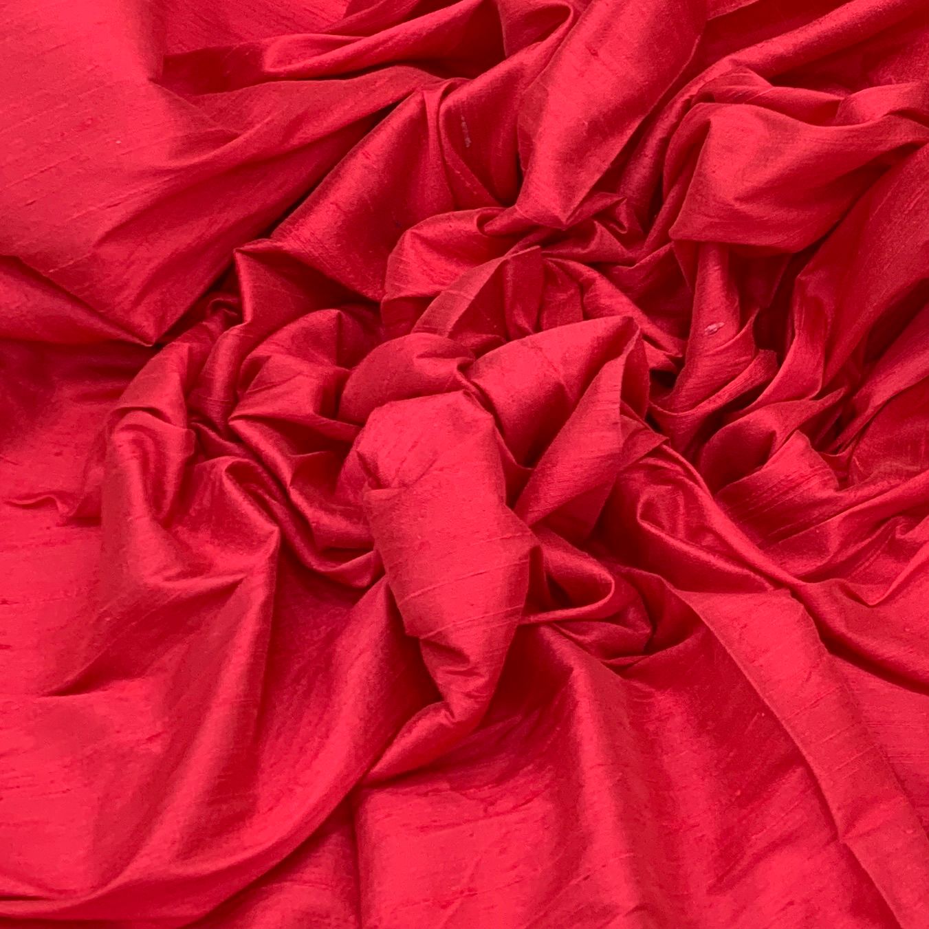 Red Plain Raw Silk Fabric