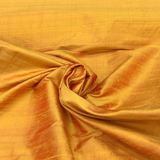 Dark Mustard Yellow Plain Raw Silk Fabric