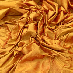 Dark Mustard Yellow Plain Raw Silk Fabric