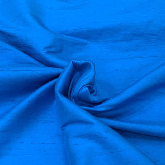 Lapis Blue Plain Raw Silk Fabric