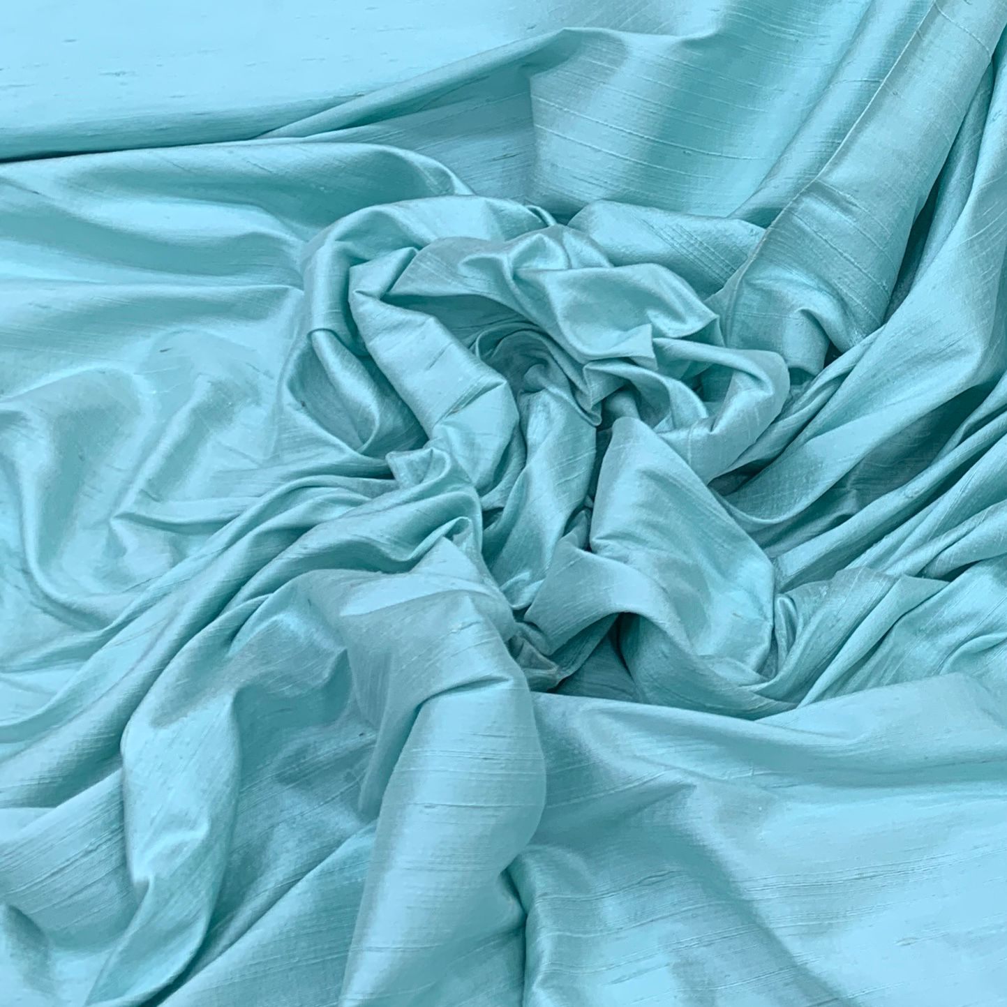 Aqua Blue Plain Raw Silk Fabric