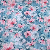 Aqua Blue Floral Crepe Printed