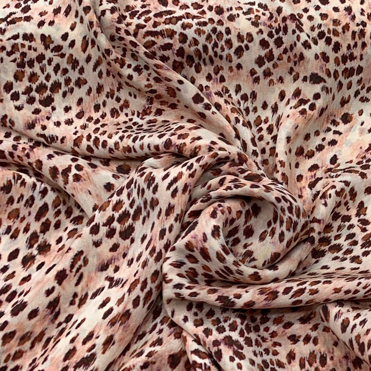 Beige Animal Print Crepe Fabric