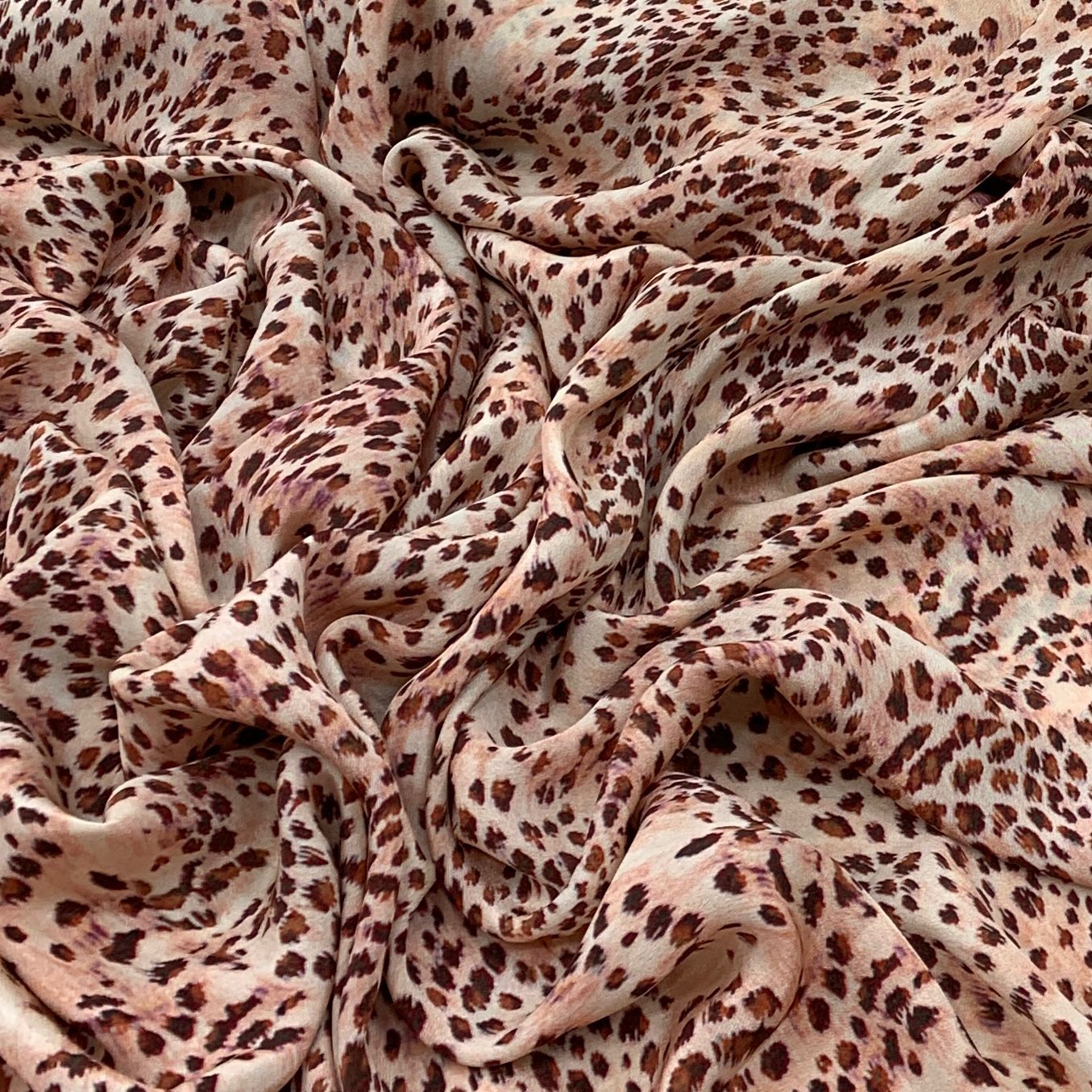 Beige Animal Print Crepe Fabric