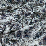 Light Blue Flower Design Crepe Printed Fabric