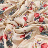 Linen Satin Printed Fabric