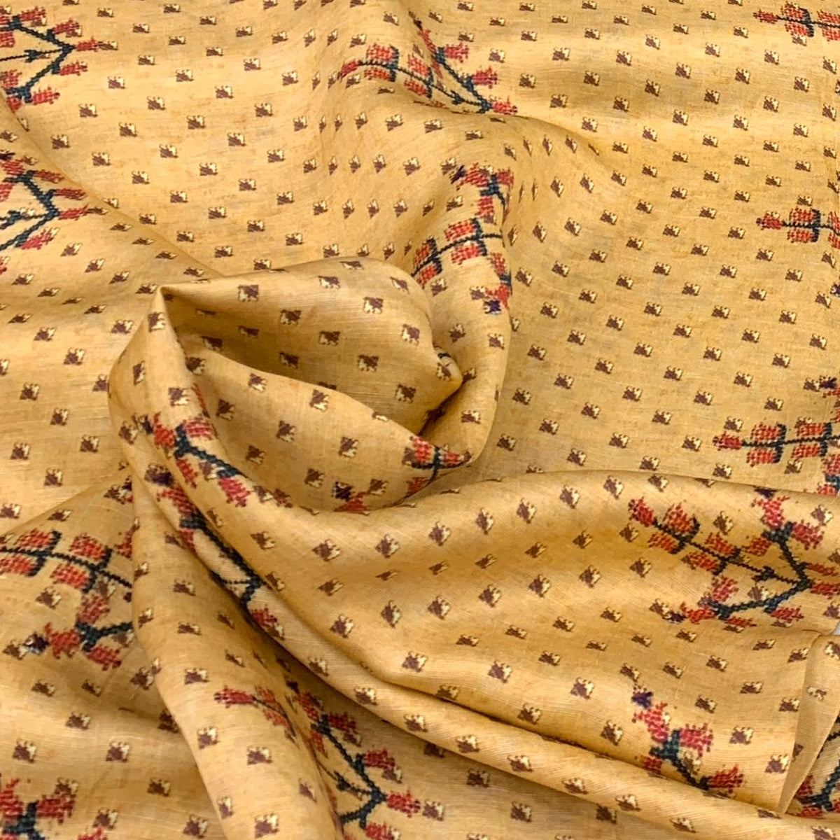 Linen Satin Printed Fabric