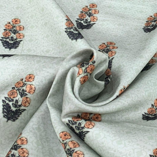 Linen Satin Printed Fabric