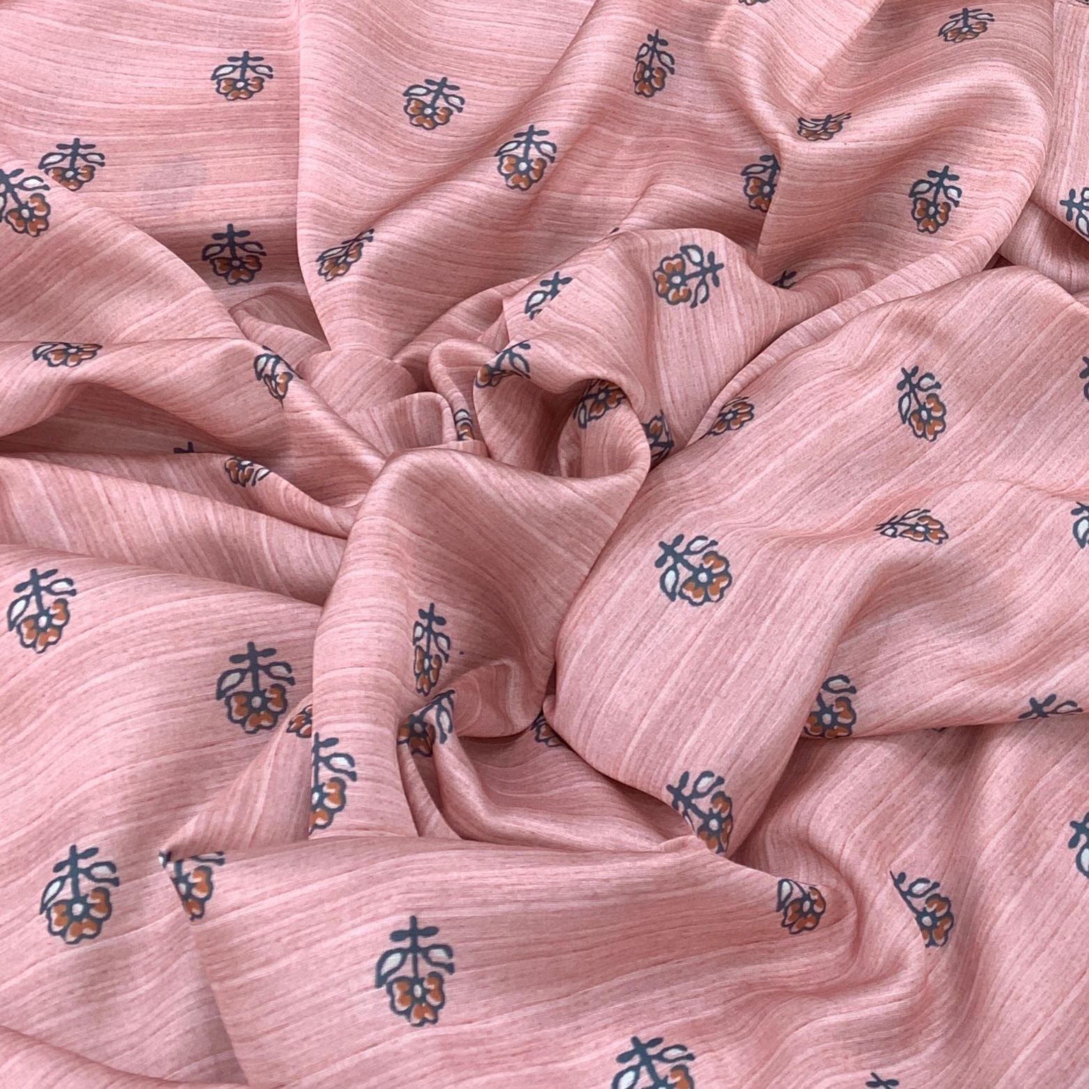 Linen Satin Printed Fabric