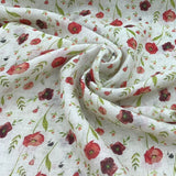 Light Pista Flower Design Linen Printed Fabric