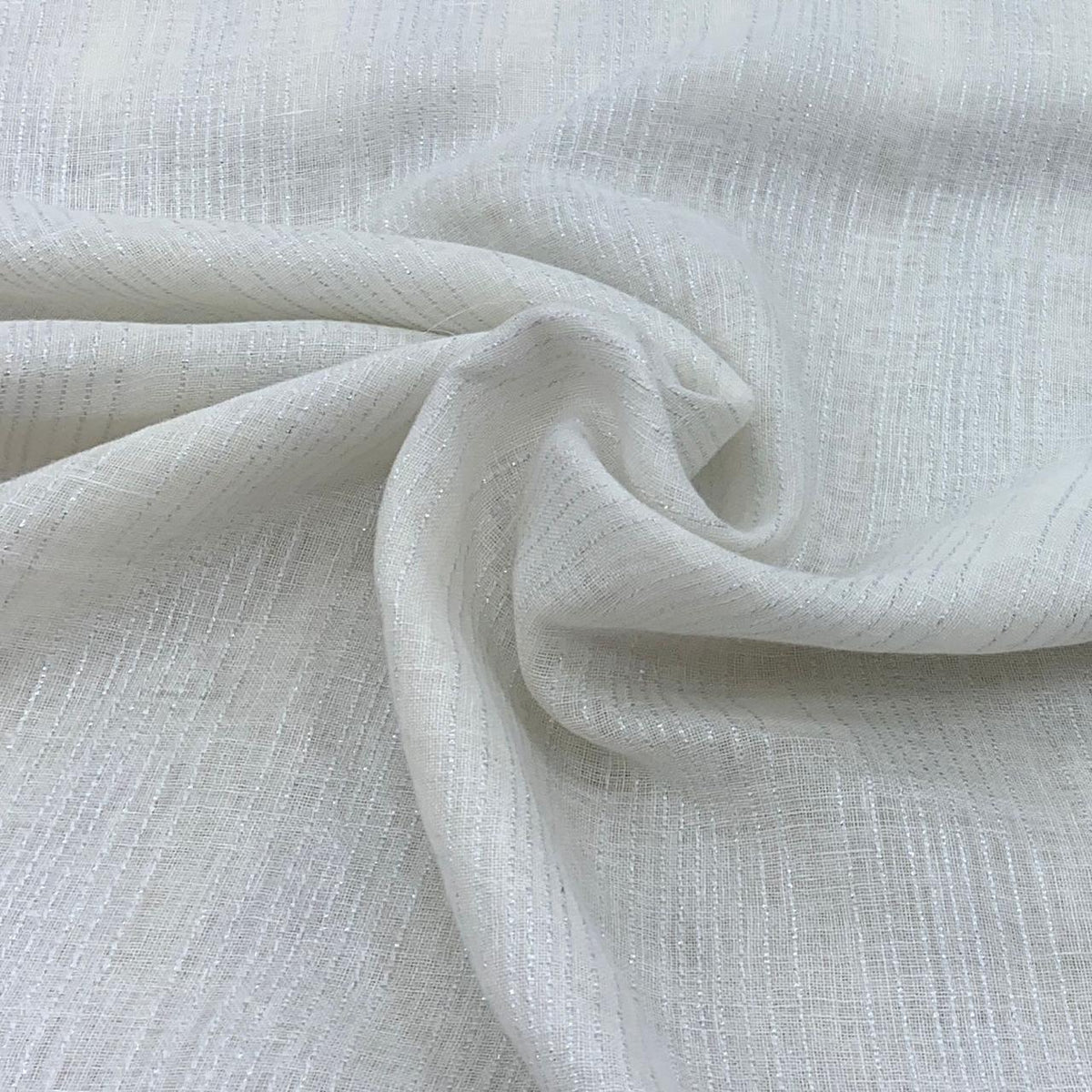 White Stripe Design Linen Printed Fabric