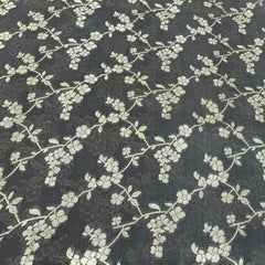 Grey Dupion Silk Zari Jal Brocade