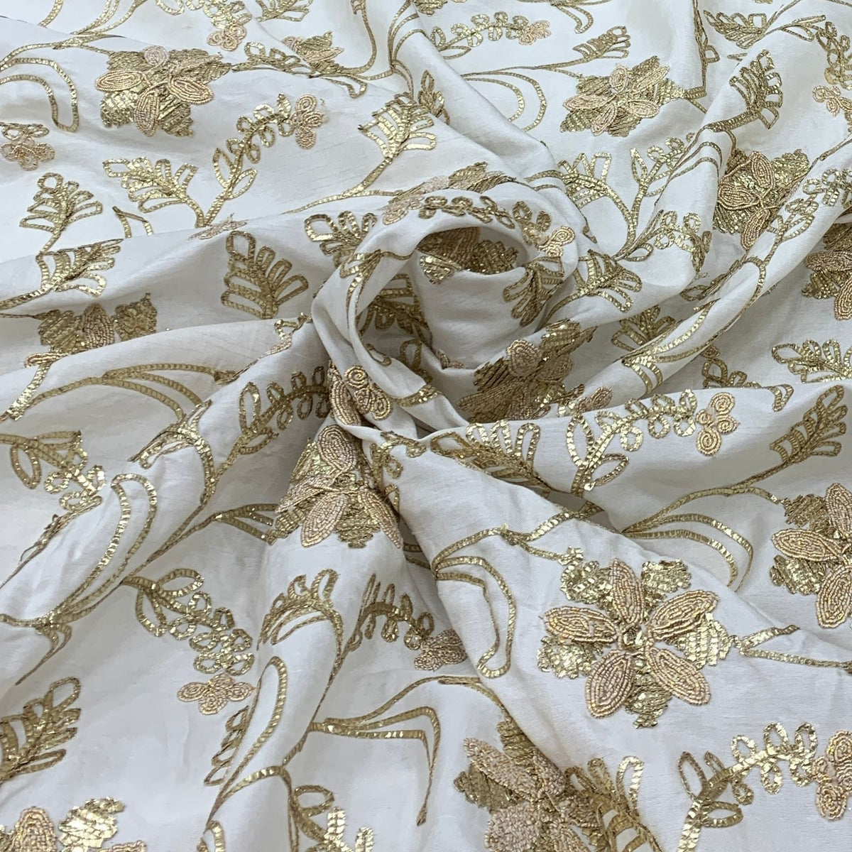 Slub Silk Embroidery Fabric