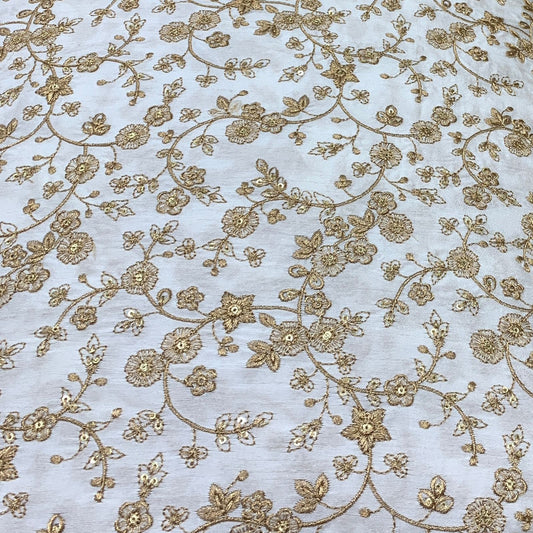 Slub Silk Embroidery Fabric