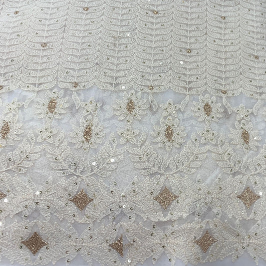 White Georgette Embroidery Fabric