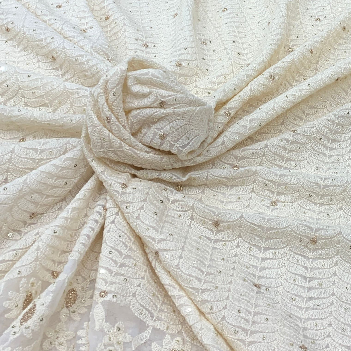 White Georgette Embroidery Fabric