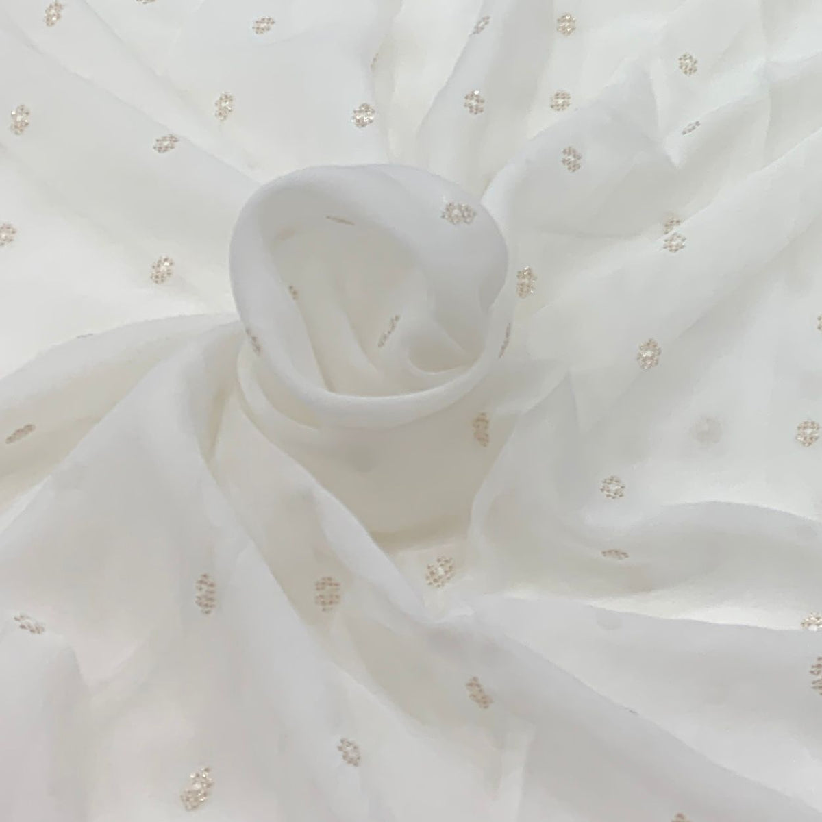 White Georgette Embroidery Fabric