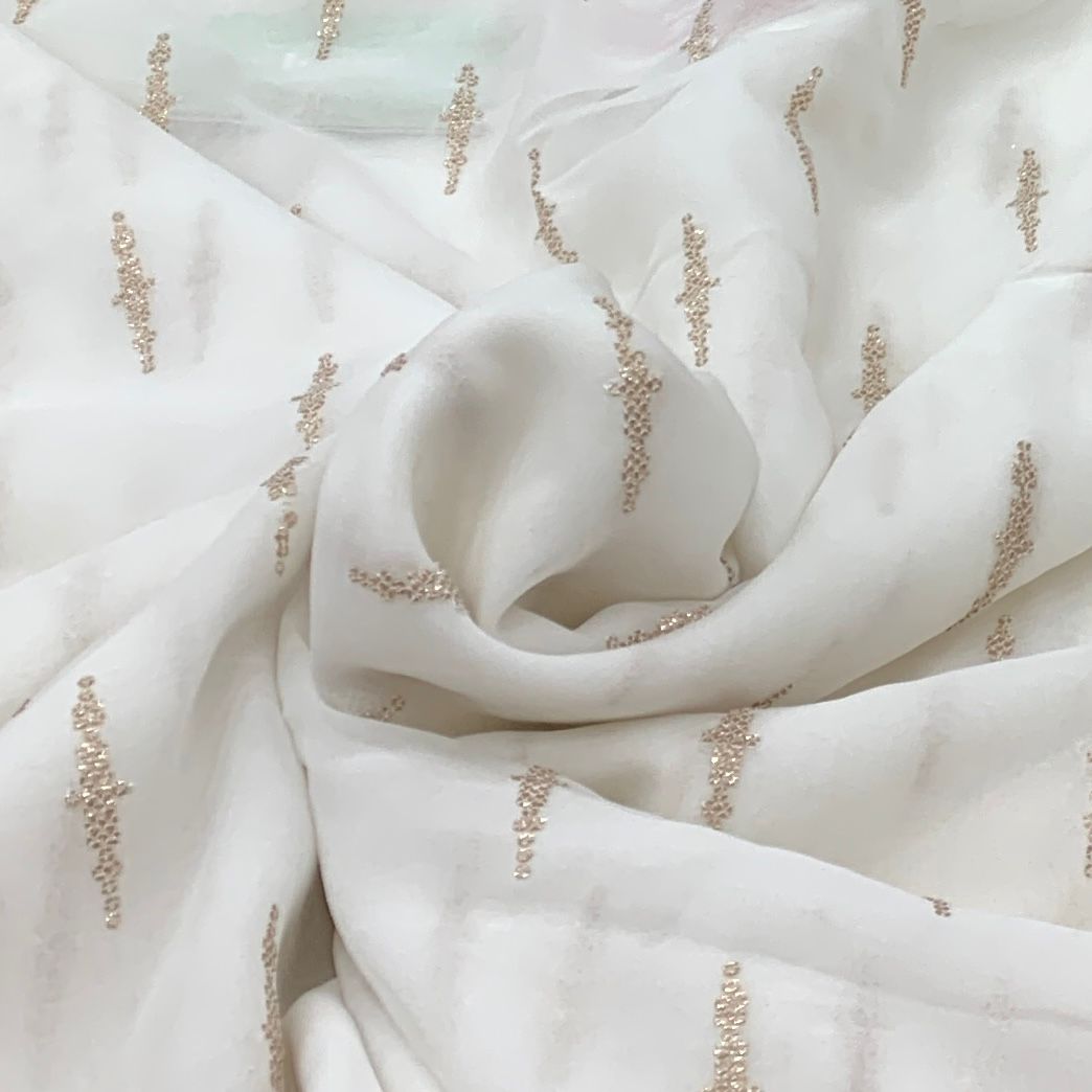 White Georgette Embroidery Fabric