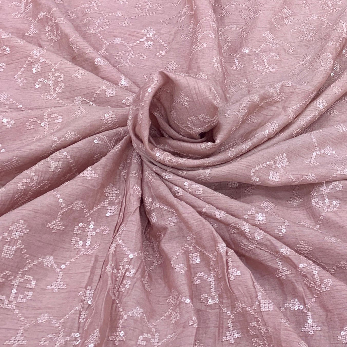 Slub Silk Embroidery Fabric