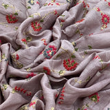 Slub Silk Embroidery Fabric