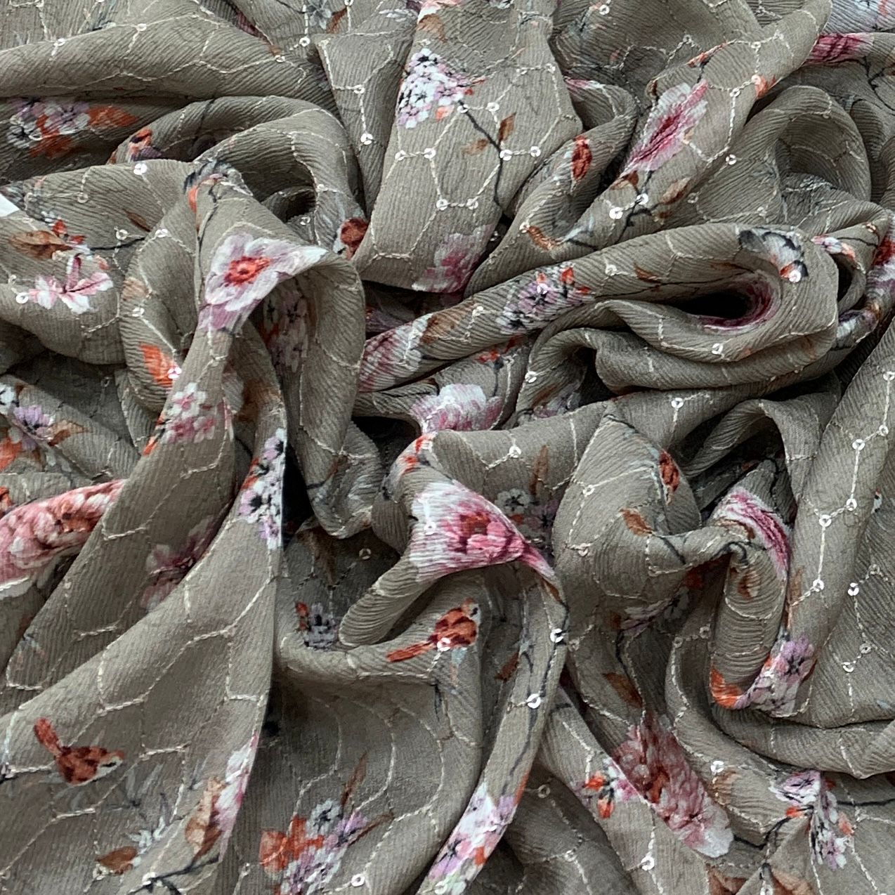 Chinon Chiffon Embroidery Fabric