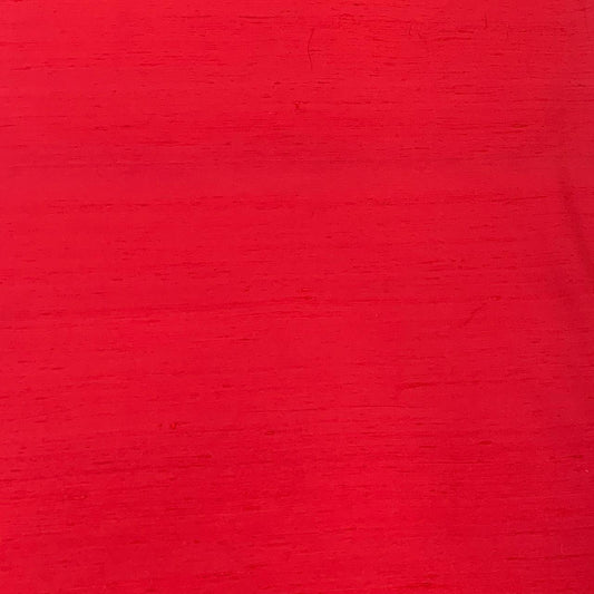 Bright Red Plain Raw Silk Fabric