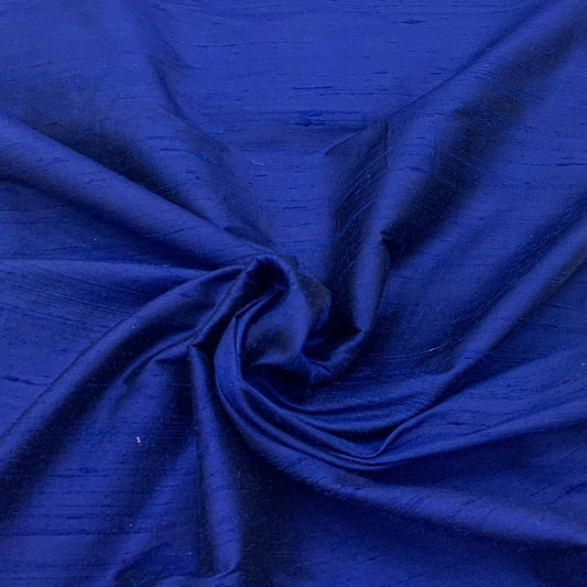 Dark Blue Plain Raw Silk Fabric