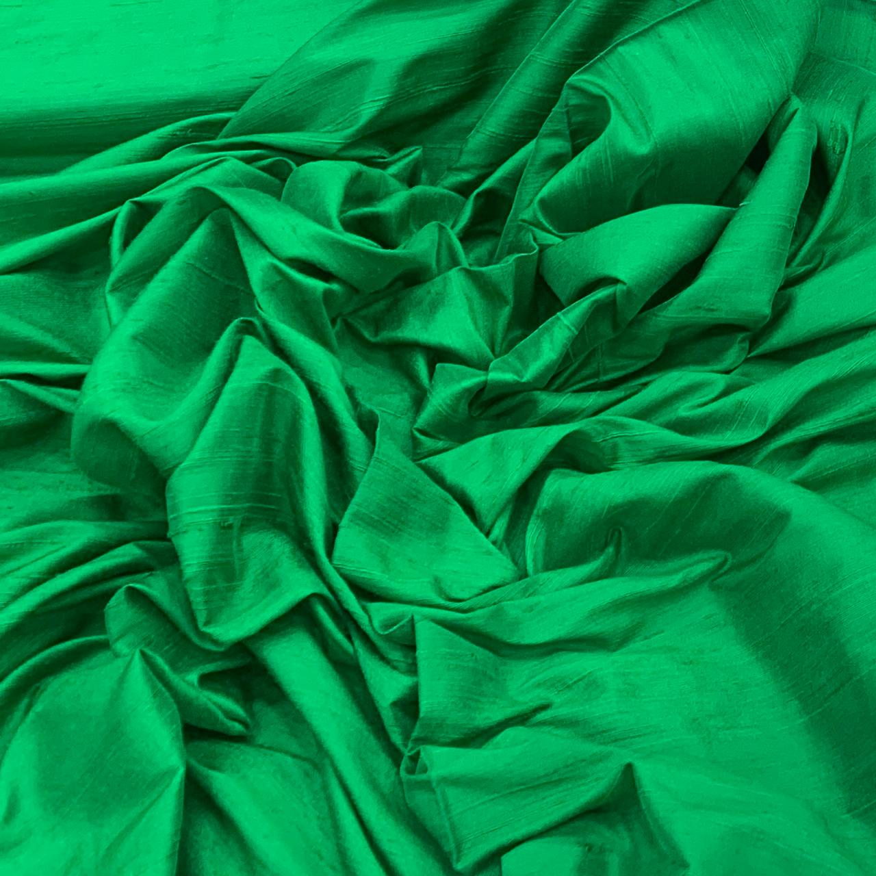 Dark Green Plain Raw Silk Fabric